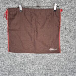 2 Coach Drawstring Dust Bag Brown  Red Stitching 16x13 17x18 Protective Storage
